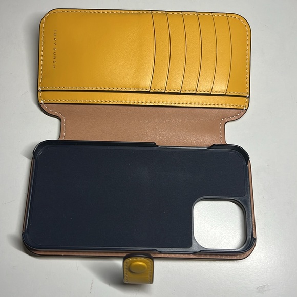 Tory Burch T Monogram Jacquard Yellow Folio For IPhone 12 Para o Max - Picture 14 of 16